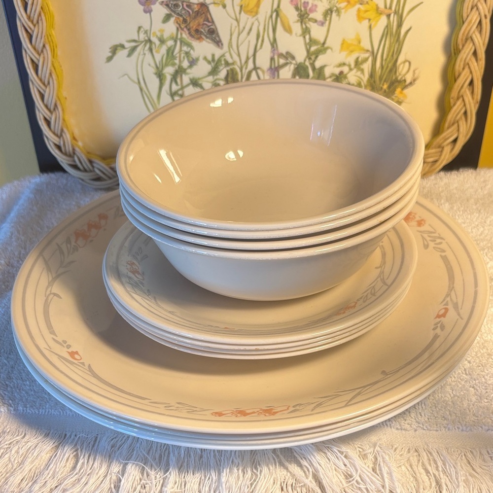 Vintage Corelle Rose dinnerware set